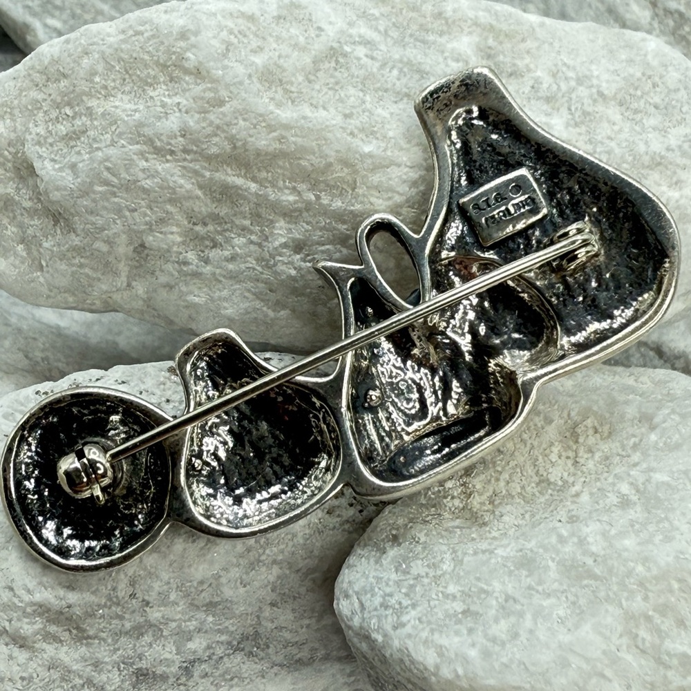 Vintage Sterling Silver 925 Native American Pottery Brooch Southwestern 2” 13g - Picture 5 of 11
